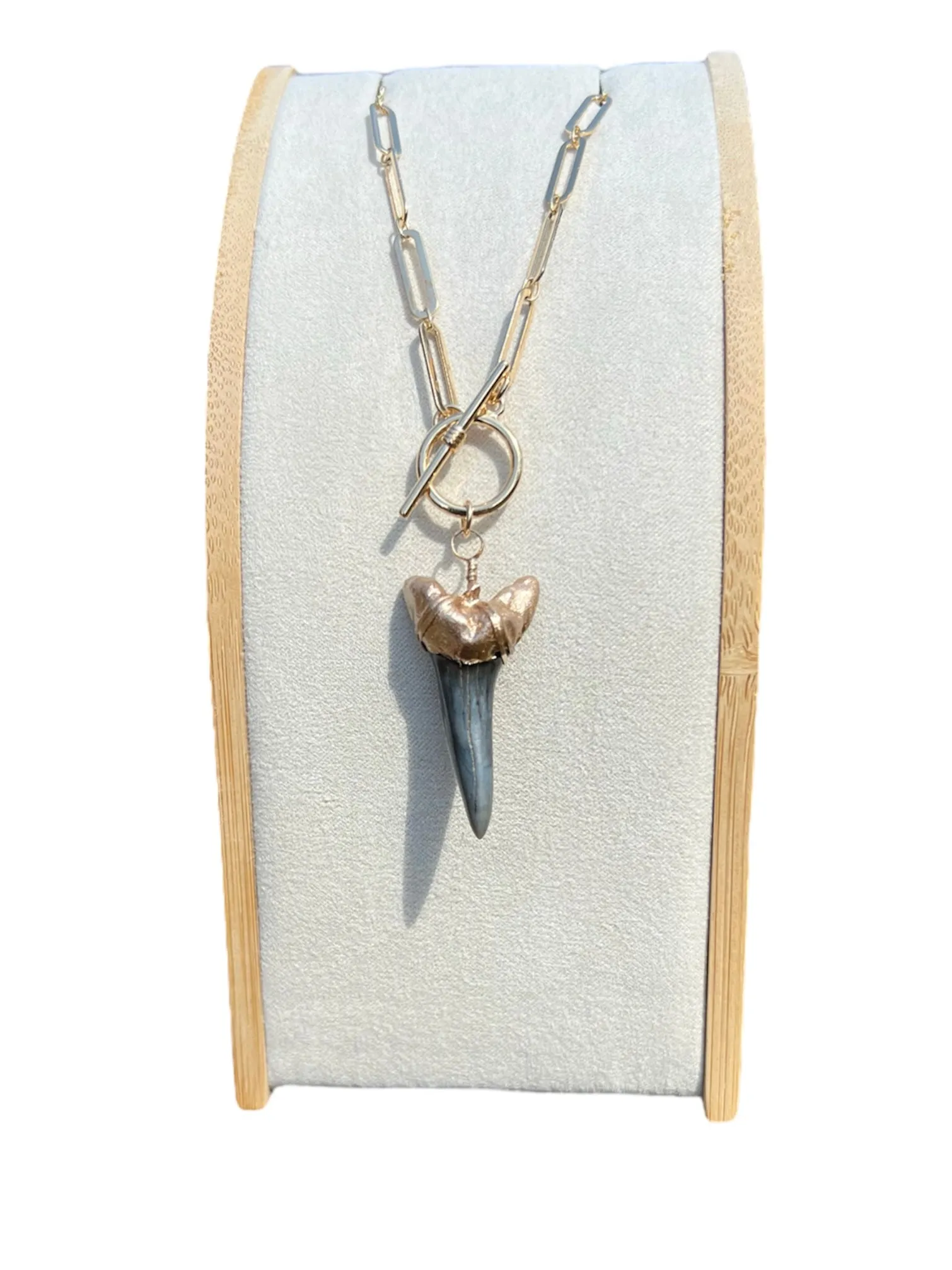 Gold-Tip Large Mako Shark Tooth Chunky Chain Necklace