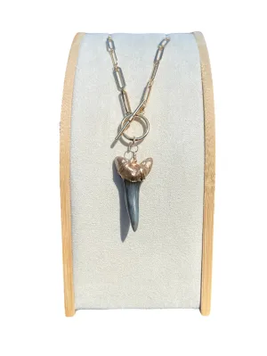 Gold-Tip Large Mako Shark Tooth Chunky Chain Necklace