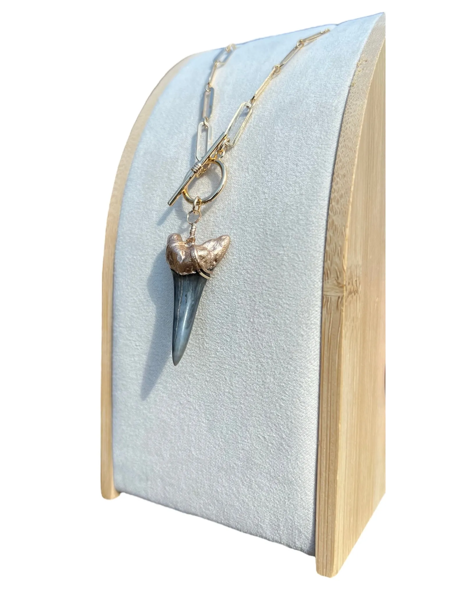 Gold-Tip Large Mako Shark Tooth Chunky Chain Necklace