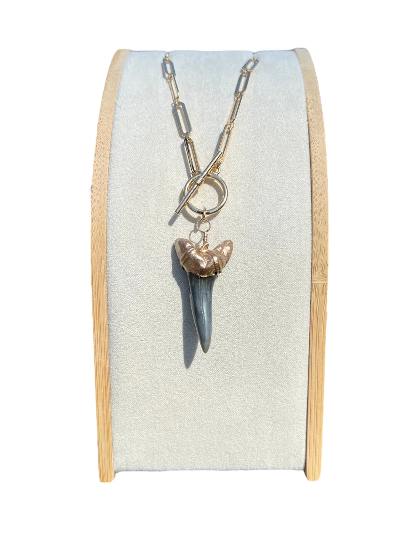 Gold-Tip Large Mako Shark Tooth Chunky Chain Necklace