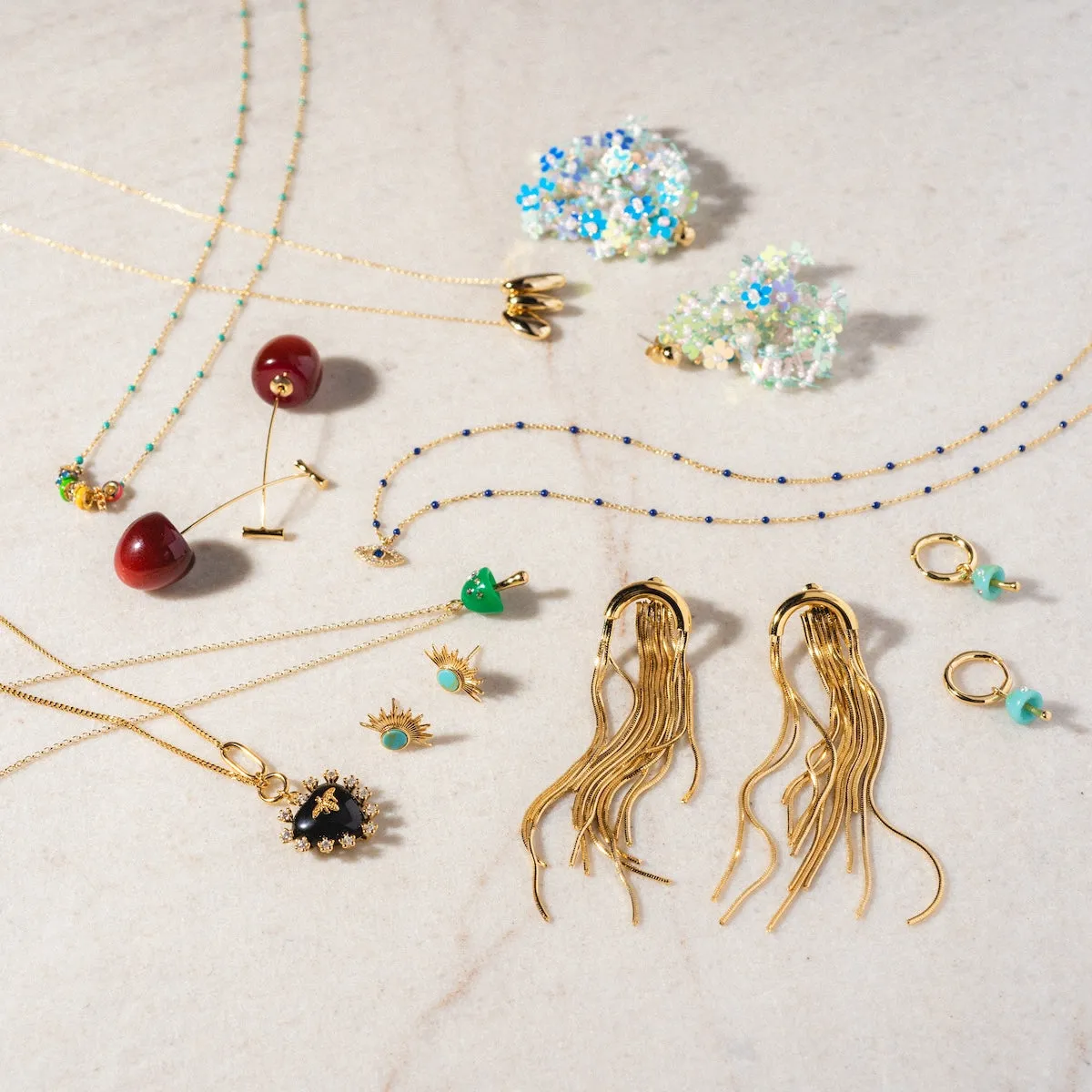 Gold Triple Puffy Oval Necklace