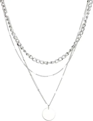 Gold&Silver Necklaces for Women Stackable Trendy Choker Chain Sets Hoop Disc Pendant Necklaces Fashion Jewelry Gift for Women