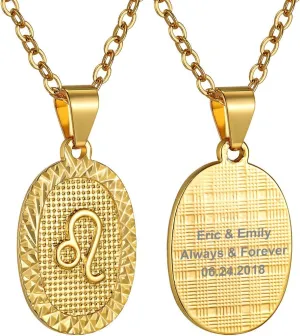 GOLDCHIC JEWELRY Gold Zodiac Necklace for Women Men, Constellation Coin Horoscope Astrology Pendant Necklaces Lucky Jewelry