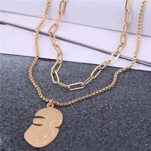 Golden Profile: Lady Pendant Dual Necklace
