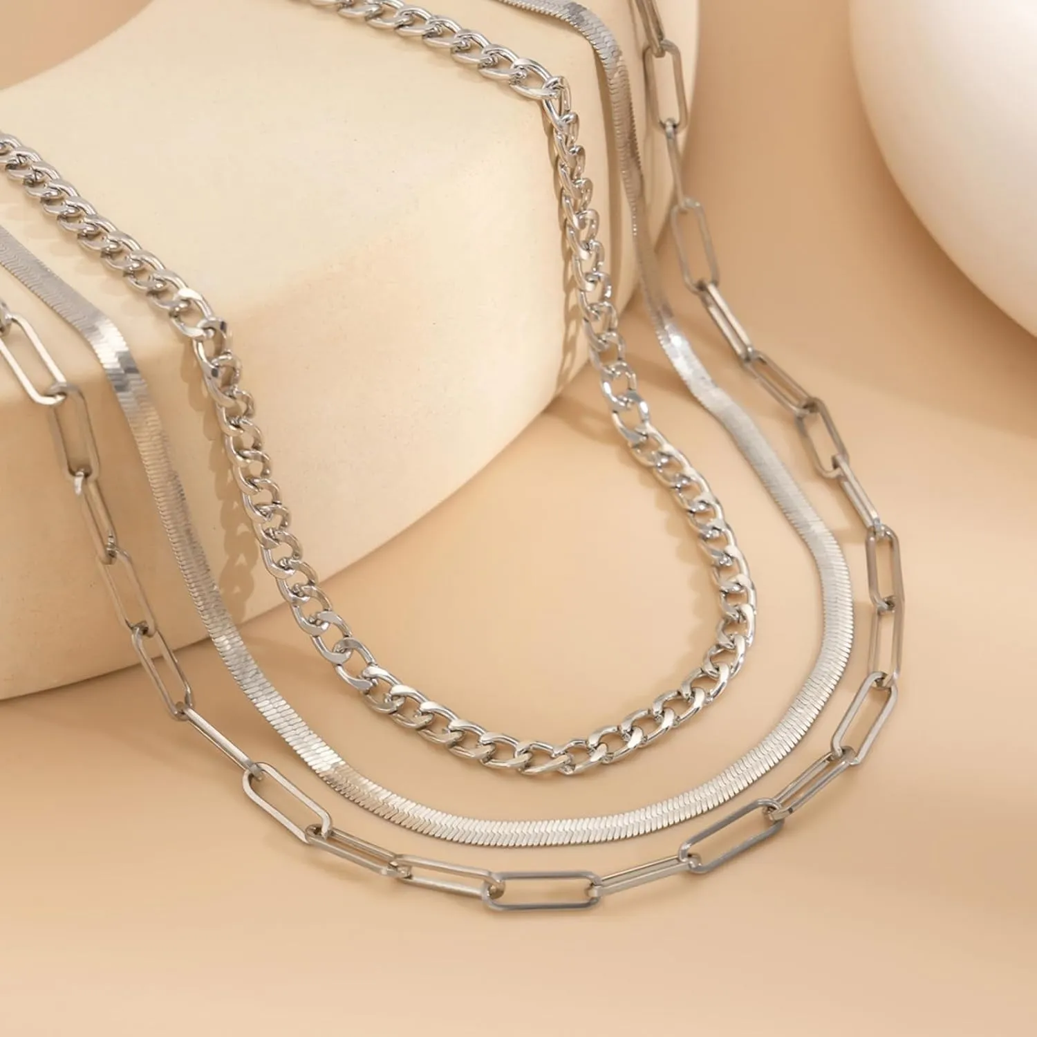 Gold/Silver Necklaces Statement Layered Choker for Women Stacking Snake Chain Choker Classical Jewelry Necklace