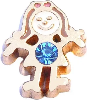Goldtone Girl Birthstone March Floating Locket Charm