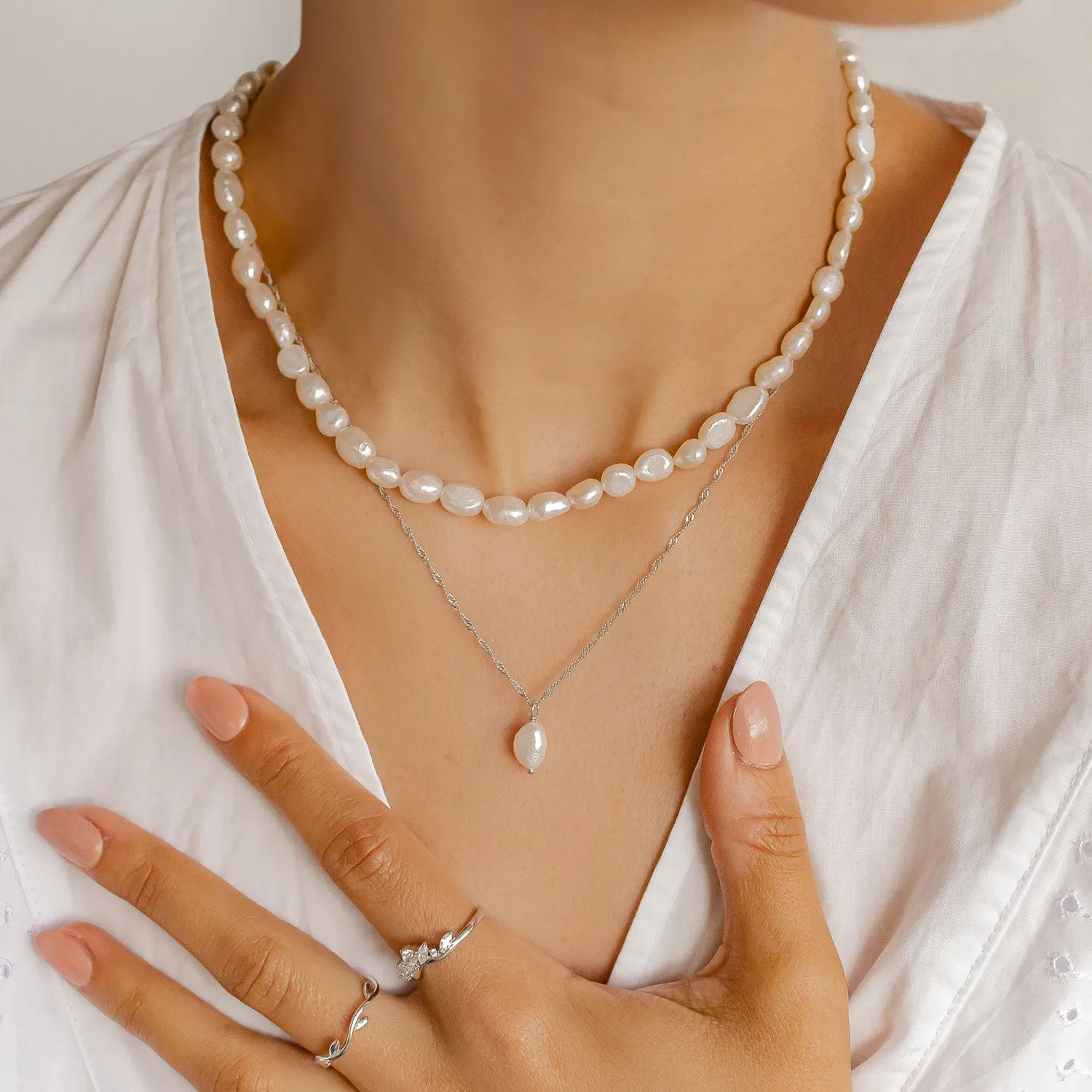 Grace Pearl Necklace Sterling Silver
