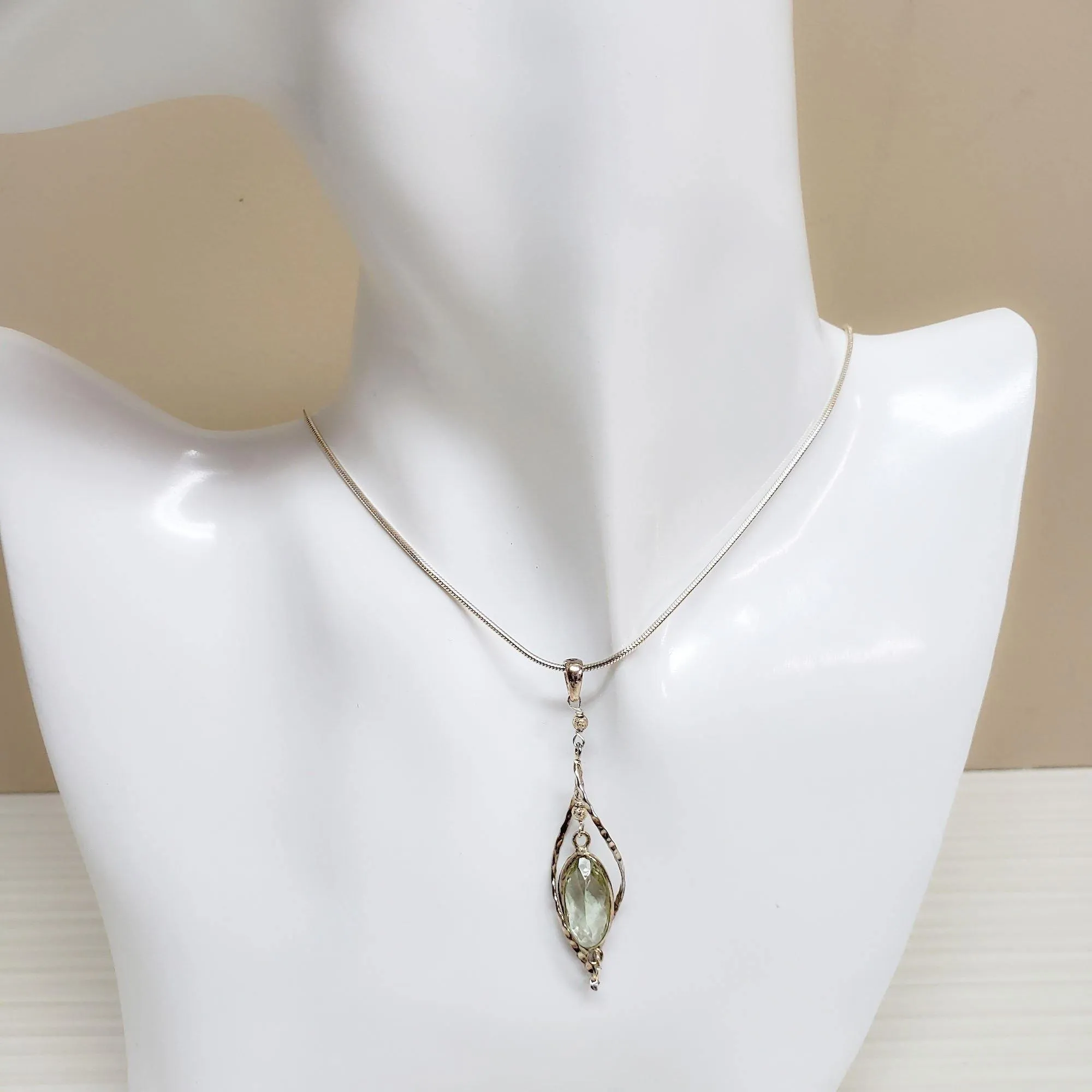 Green amethyst twist pendant
