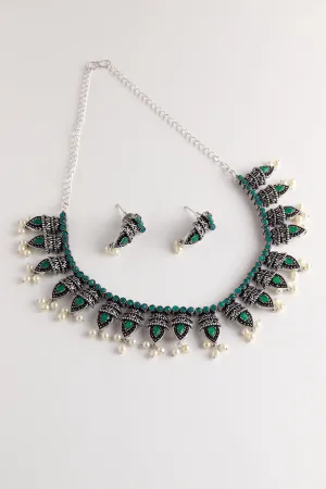 Green Gubari Oxidised Necklace Set