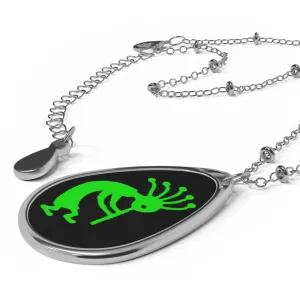 Green Kokopelli Oval Necklace
