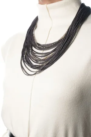 Grey Beaded Layered Necklace
