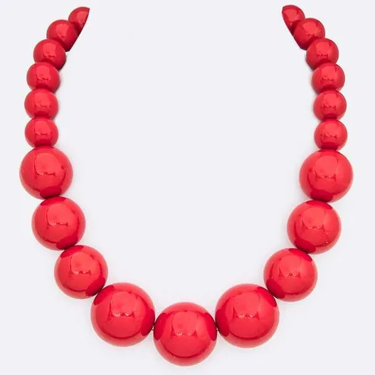 Gumball Bead Necklace in Red