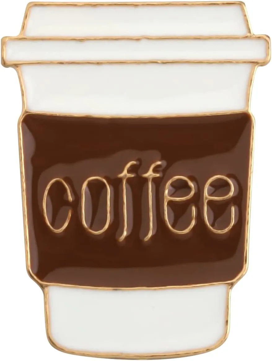 Gzrlyf Coffee Cup Enamel Pin Coffee Brooch Coffee Mug Jewelry Funny Coffee Themed Gifts for Coffee Lovers Barista Gifts