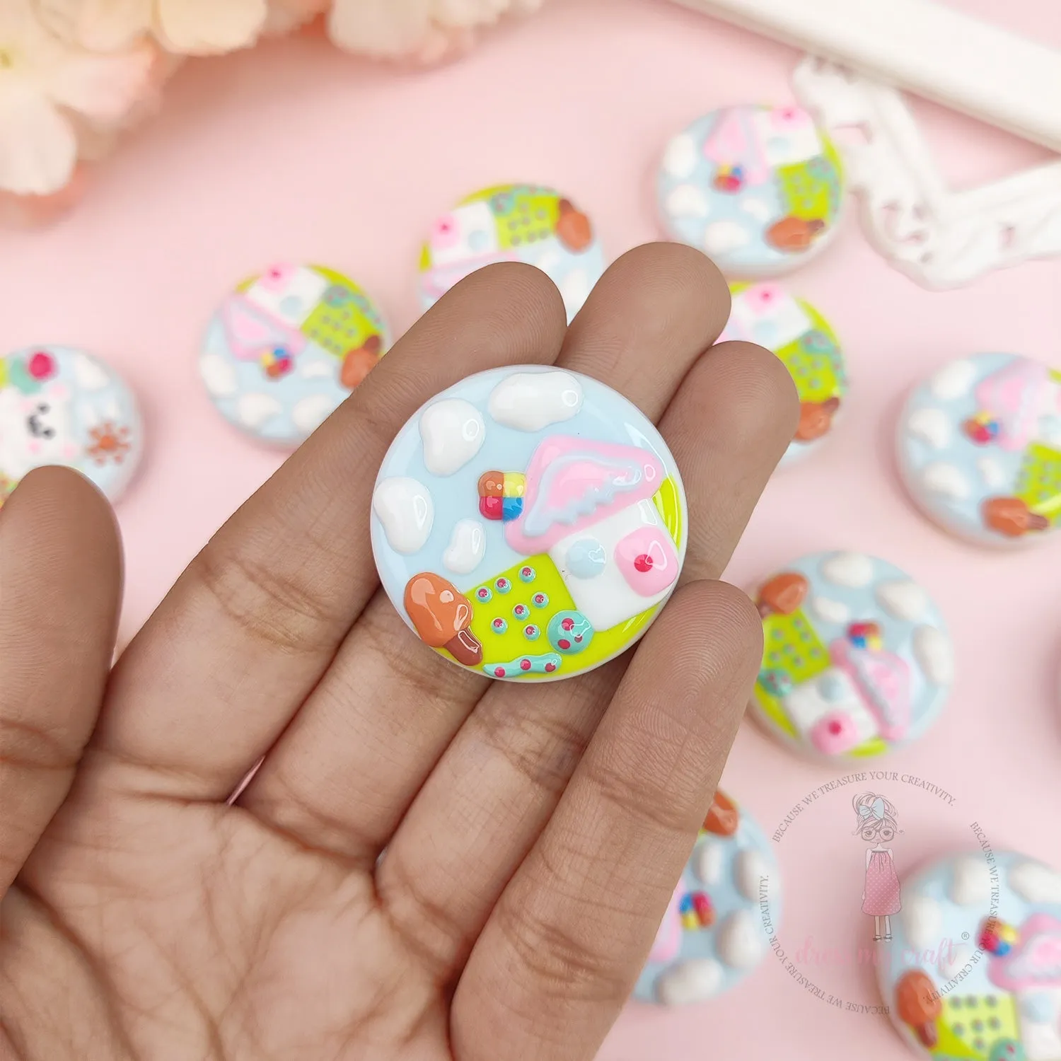 Hand-painted Round Beads - Cute Bear