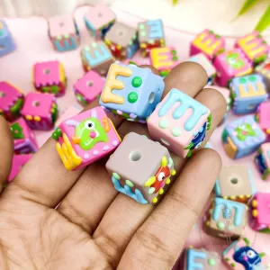 Hand-painted Square Monster Beads