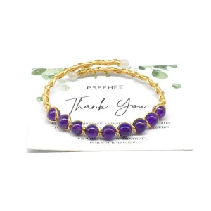 Handmade Genuine Amethyst Beads 14k Gold Filled Wire Wrapped Bracelet, Birthstone Chakra Healing Crystal Chips Adjustable Bangle Cuff Jewelry Gift for Women Men