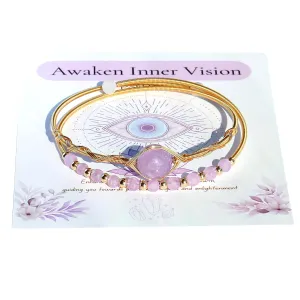 Handmade Genuine Lavender Amethyst Double Layered 14k Gold Filled Wire Wrapped Bracelet, Birthstone Chakra Healing Crystal Chips Adjustable Bangle Cuff Jewelry Gift for Women Men