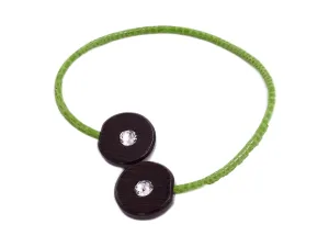 Handmade Statement Choker: Leather, Wenge Wood, Crystals