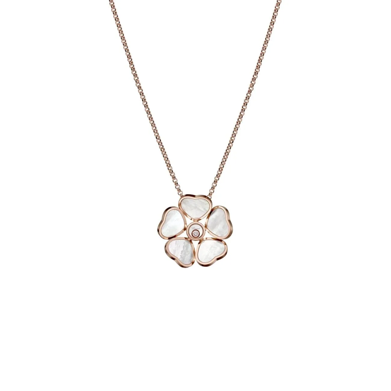 HAPPY HEARTS FLOWERS PENDANT, ROSE GOLD, DIAMOND