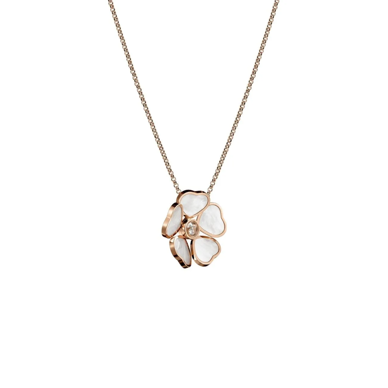 HAPPY HEARTS FLOWERS PENDANT, ROSE GOLD, DIAMOND