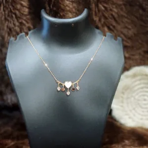 Heart-five pendant with hanging chimes and chain_ anti tarnish_ statement jewellery