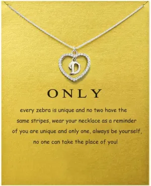 Heart Initial Necklace for Women Dainty Personalised Silver Necklaces Cute Letter A-Z Name Pendant Necklaces CZ Jewelry Message Card Gifts