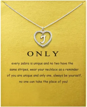 Heart Initial Necklace for Women Dainty Personalised Silver Necklaces Cute Letter A-Z Name Pendant Necklaces CZ Jewelry Message Card Gifts