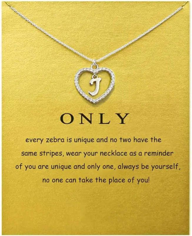 Heart Initial Necklace for Women Dainty Personalised Silver Necklaces Cute Letter A-Z Name Pendant Necklaces CZ Jewelry Message Card Gifts