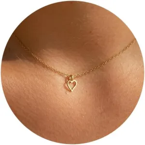 Heart Necklace - Dainty 14K Gold Necklaces for Women Trendy Small Heart Pendant Simple Choker Neckace Gold Jewelry for Women Gifts