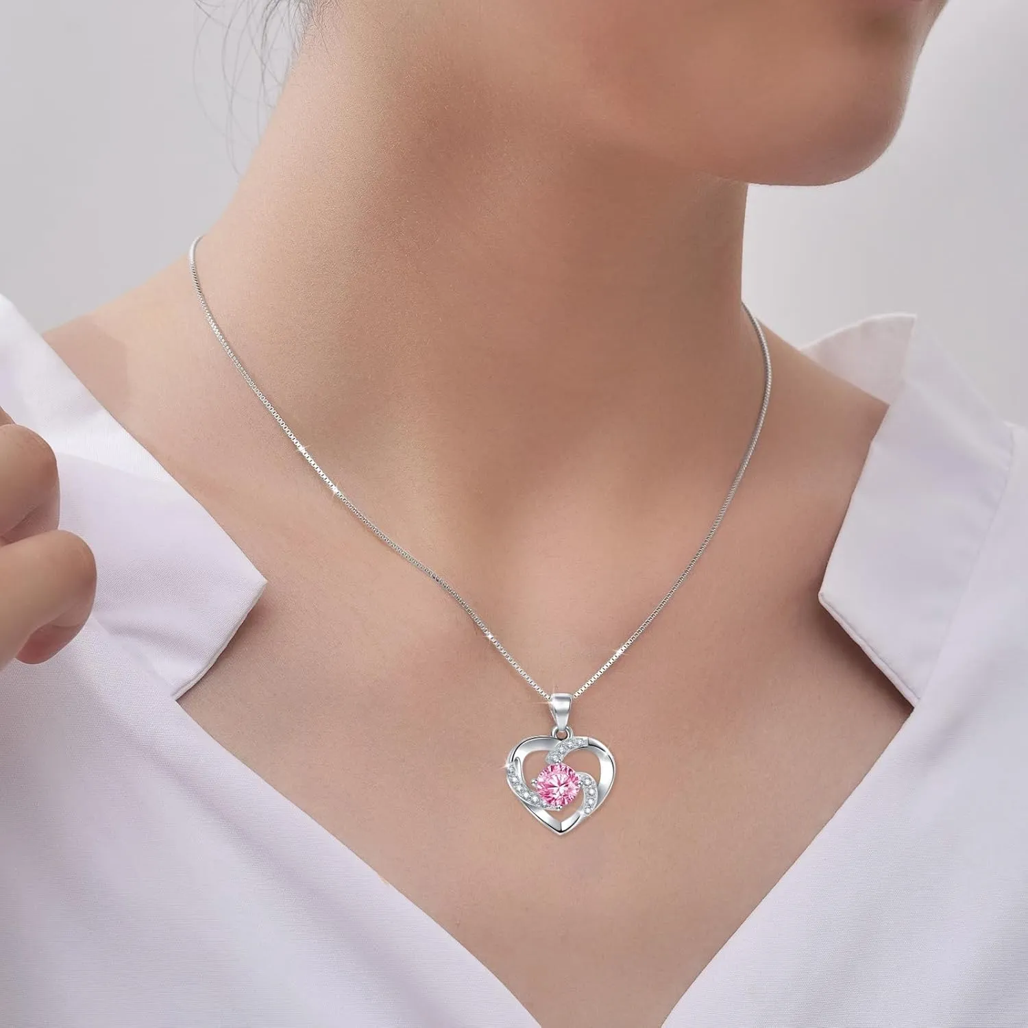 Heart Necklaces for Women 925 Sterling Silver Heart Necklace Heart Pendant Necklace Birthday, Anniversary, Valentine's Day Gift for Women, Wife, Mom