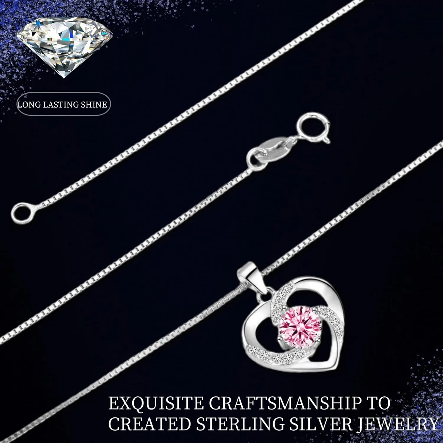 Heart Necklaces for Women 925 Sterling Silver Heart Necklace Heart Pendant Necklace Birthday, Anniversary, Valentine's Day Gift for Women, Wife, Mom