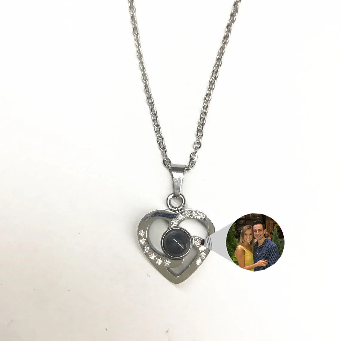 Heart Picture Necklace Personalized Photo Necklaces with Picture Inside Heart Shaped Pendant Memorial Necklace for Her Girlfriend Mom Wife Women S925 Silver Romantic Colorful Photo Projection Necklace Heart Shaped Pendant Necklace 14