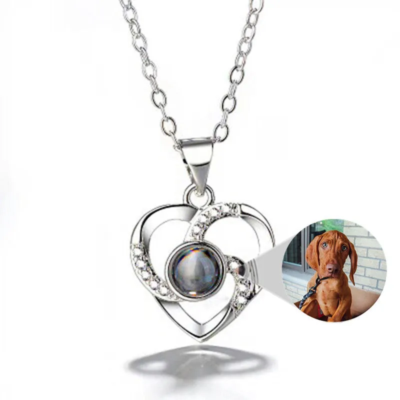 Heart Picture Necklace Personalized Photo Necklaces with Picture Inside Heart Shaped Pendant Memorial Necklace for Her Girlfriend Mom Wife Women S925 Silver Romantic Colorful Photo Projection Necklace Heart Shaped Pendant Necklace 14