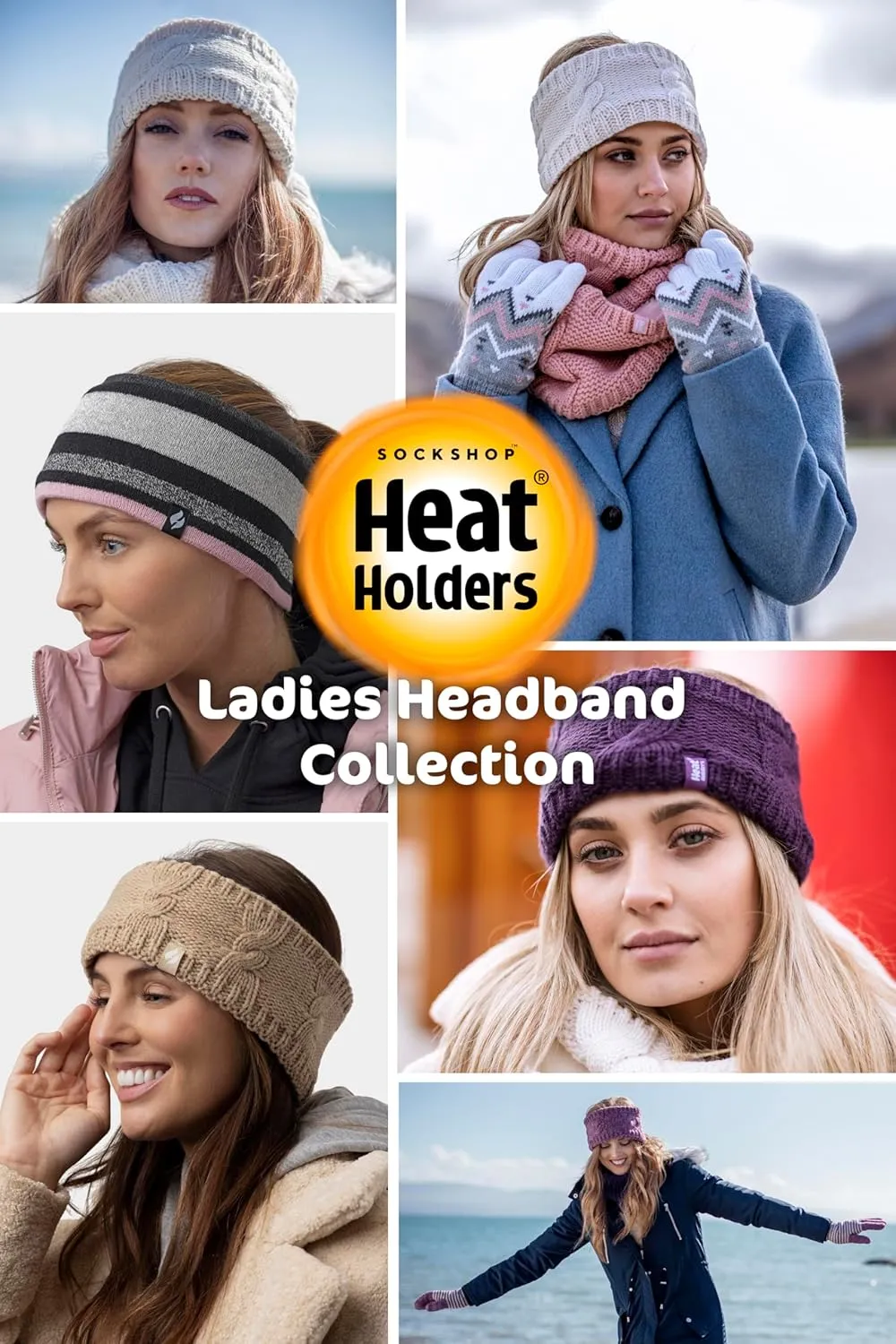 HEAT HOLDERS - Womens Warm Fleece Lined Knit Thermal Winter Ear Warmer Headband