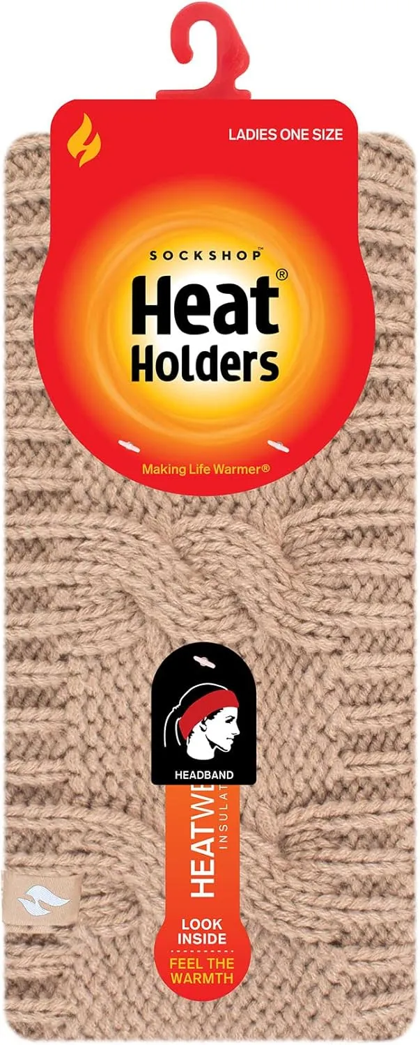 HEAT HOLDERS - Womens Warm Fleece Lined Knit Thermal Winter Ear Warmer Headband