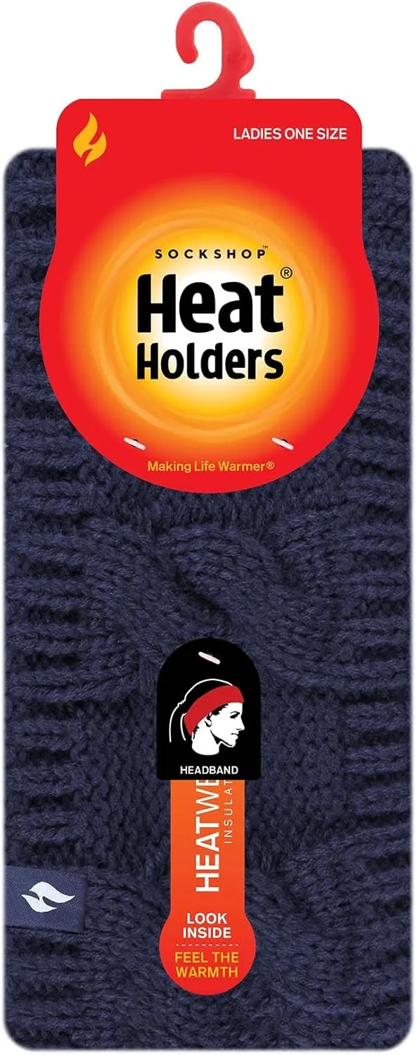 HEAT HOLDERS - Womens Warm Fleece Lined Knit Thermal Winter Ear Warmer Headband