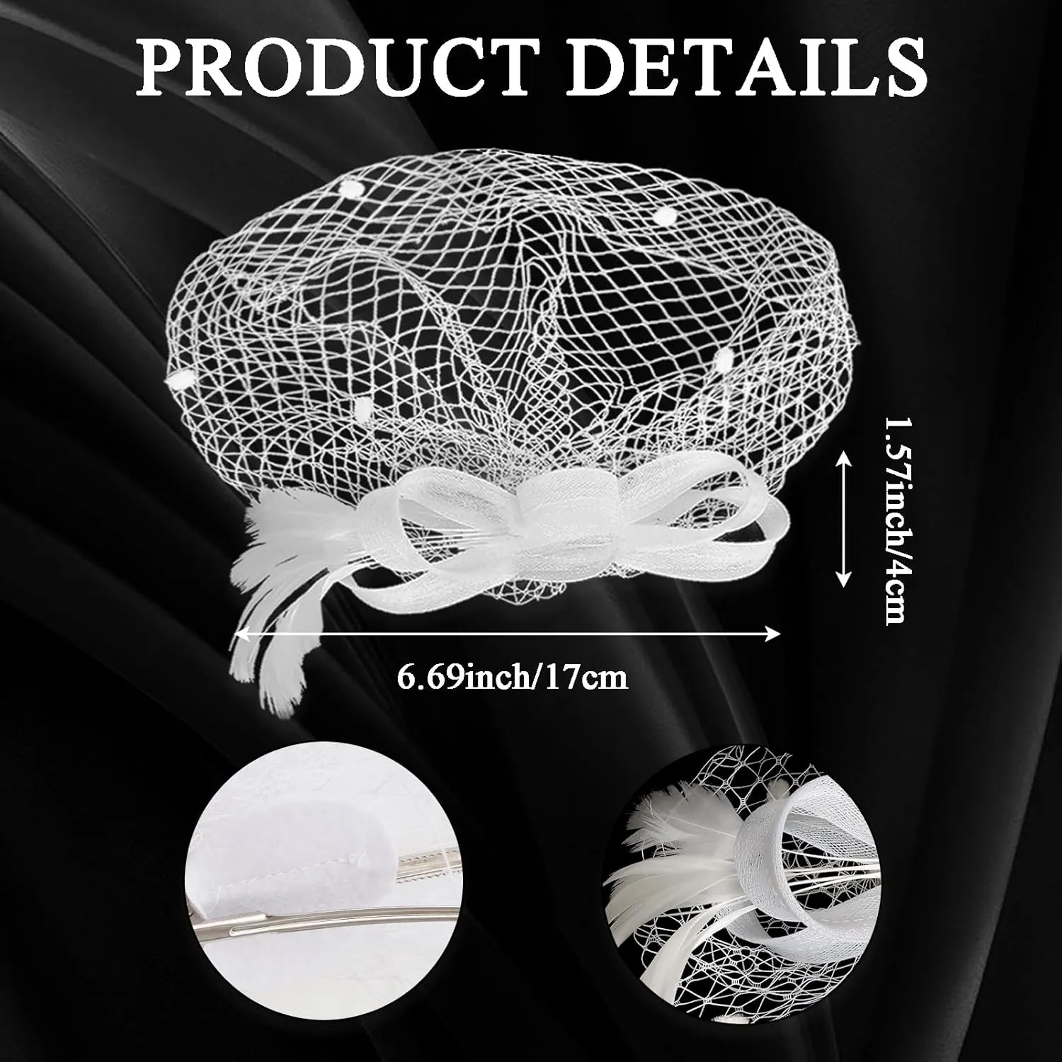 Heliltd 6pcs 1920s Fascinators for Women Tea Party Fascinator Hat for Women Black Hat Gloves Lace Fan Pearl Jewelry Set