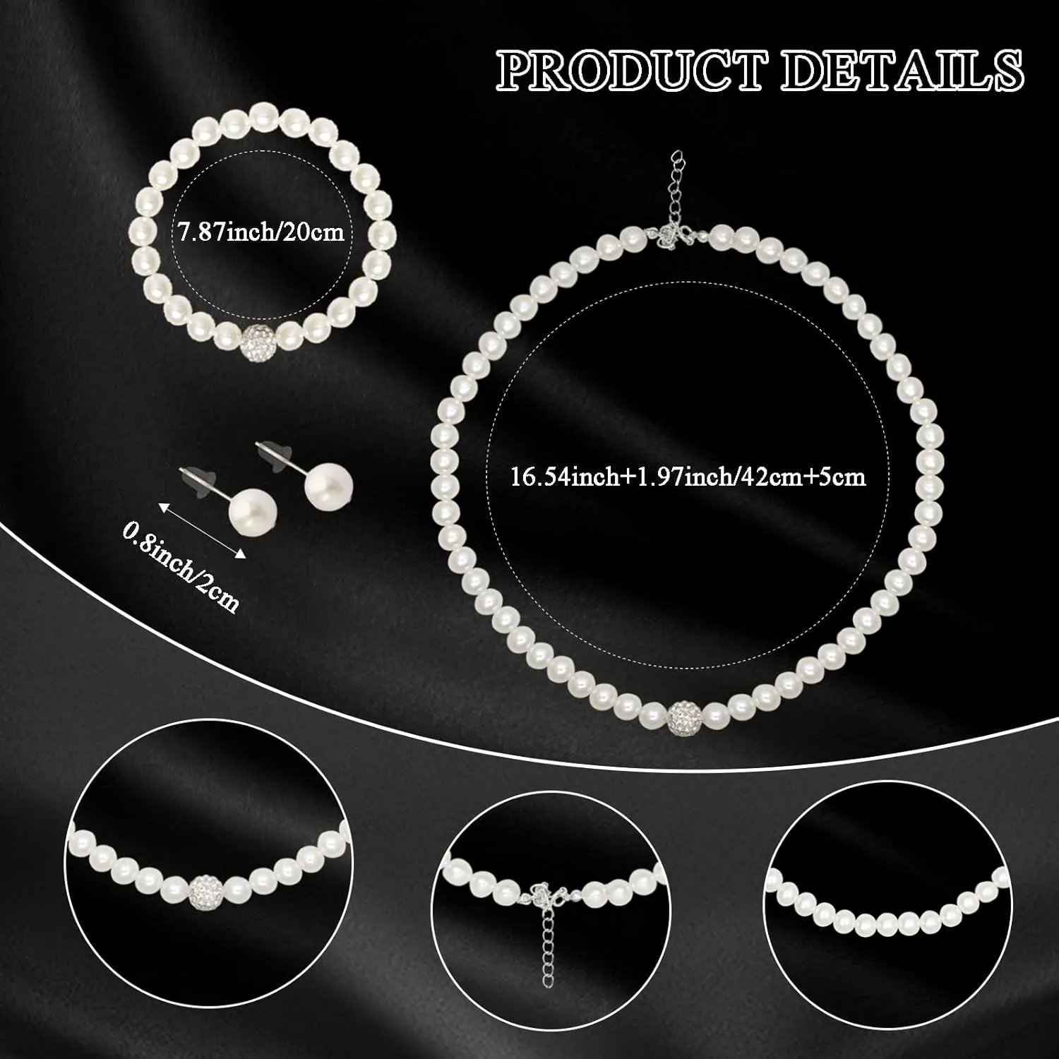 Heliltd 6pcs 1920s Fascinators for Women Tea Party Fascinator Hat for Women Black Hat Gloves Lace Fan Pearl Jewelry Set