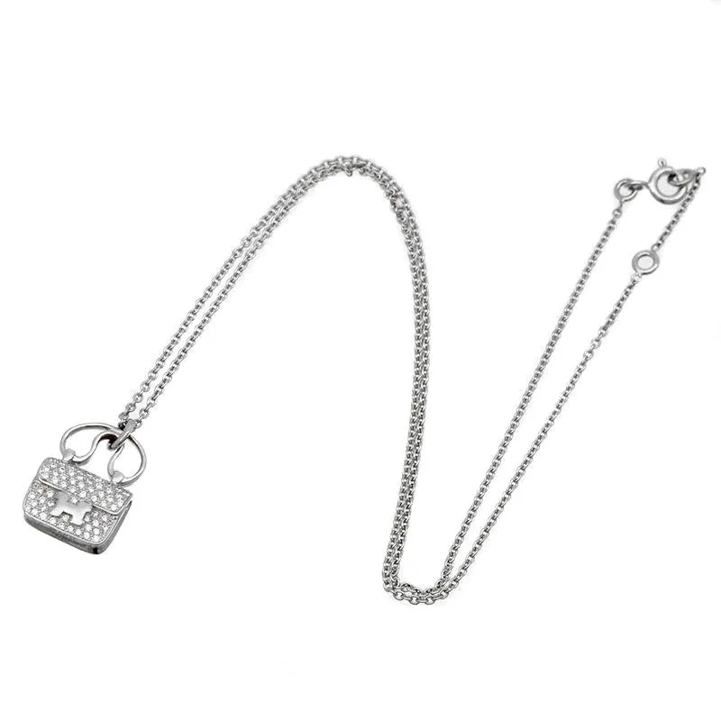 Hermes Constance Charm Diamond Pendant Necklace