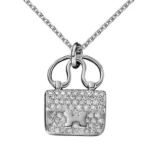 Hermes Constance Charm Diamond Pendant Necklace
