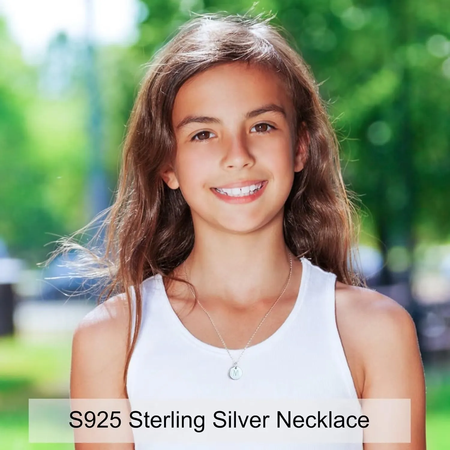 Hidepoo S925 Sterling Silver Disc Initial Necklaces for Girls Women, Dainty Double Sided Engraved Hammered Letter Necklace Sterling Silver Initial Necklaces for Girls Teen Girls Gifts Birthday Gifts