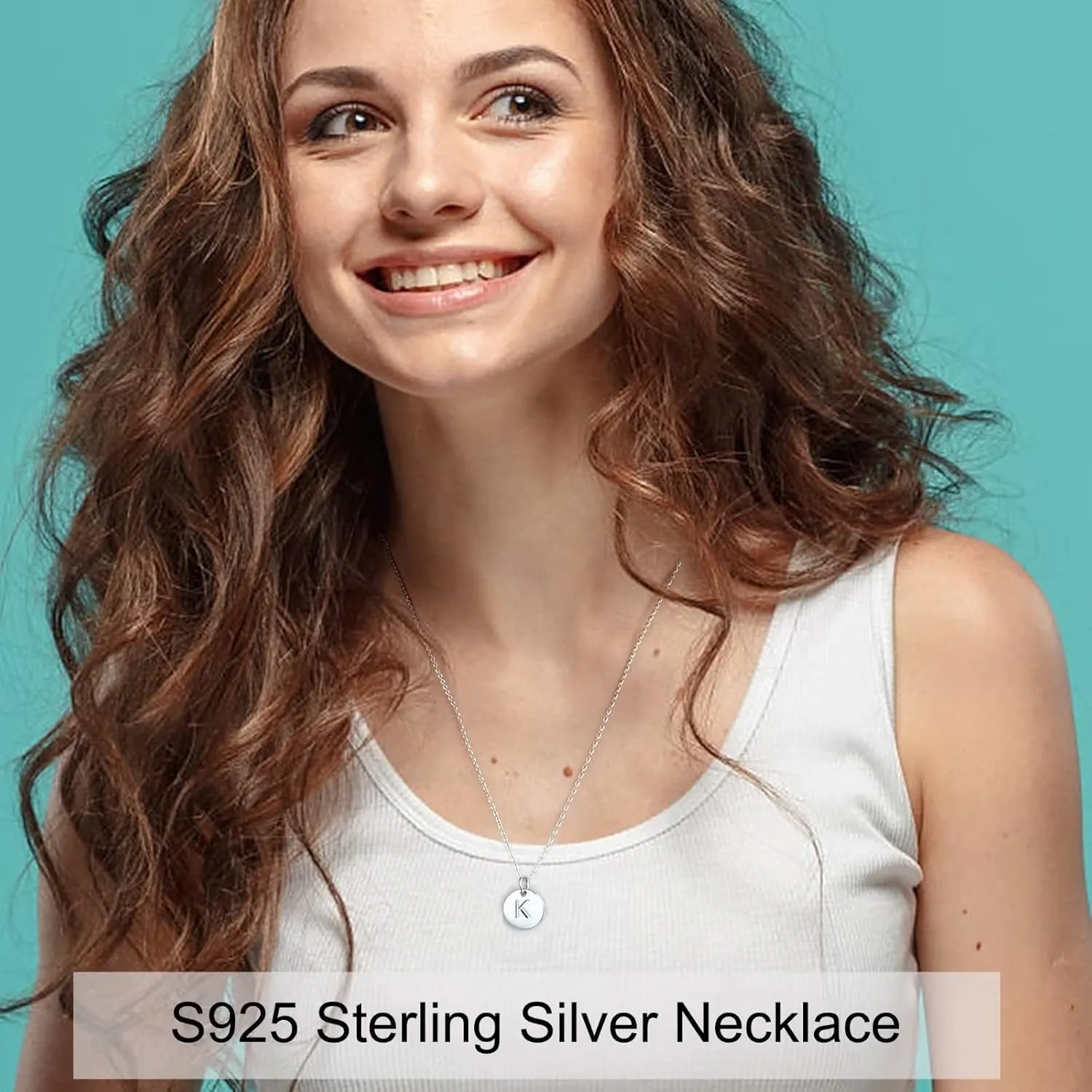 Hidepoo S925 Sterling Silver Disc Initial Necklaces for Girls Women, Dainty Double Sided Engraved Hammered Letter Necklace Sterling Silver Initial Necklaces for Girls Teen Girls Gifts Birthday Gifts