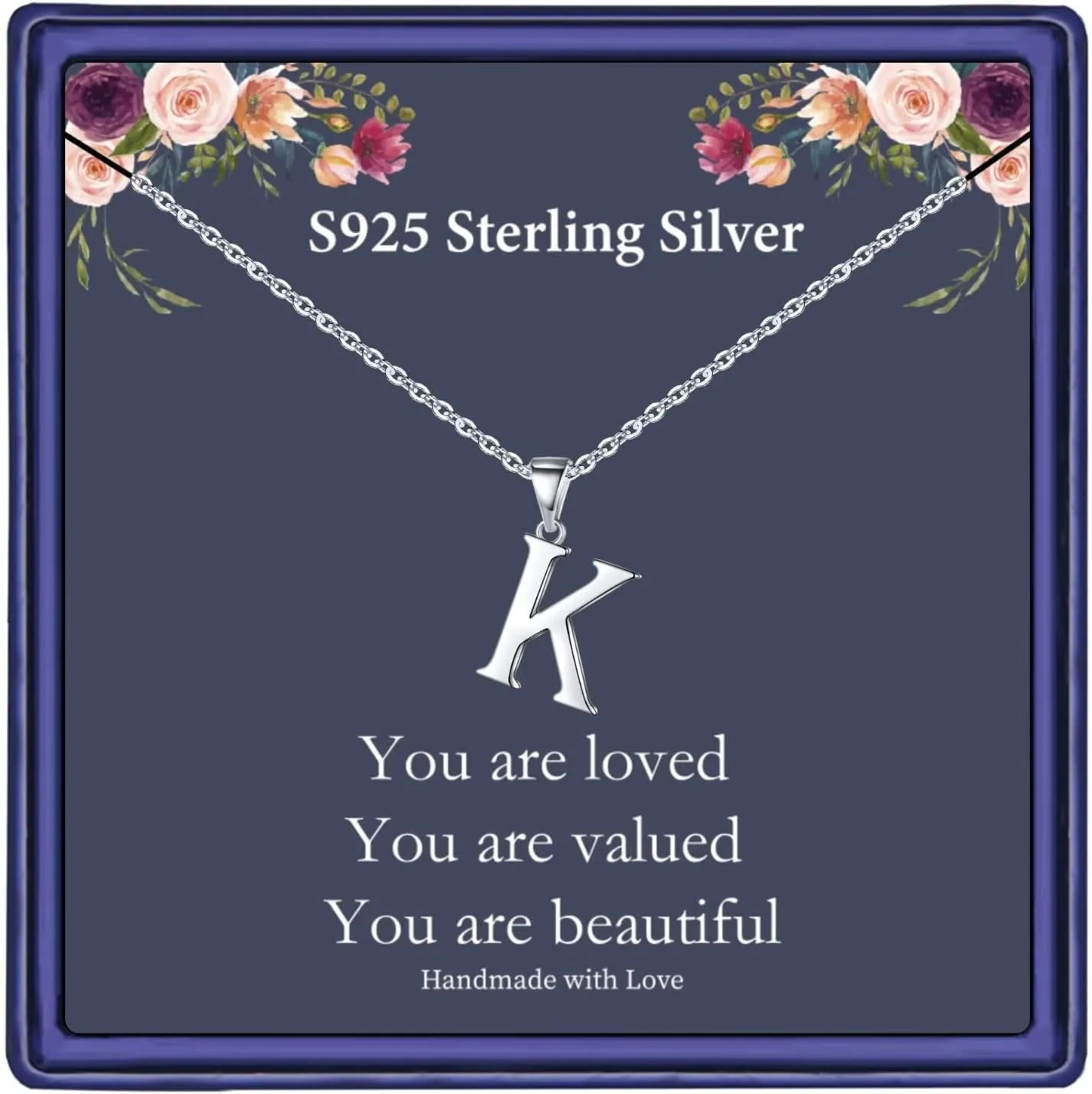 Hidepoo S925 Sterling Silver Initial Necklaces for Girls Women, Dainty Sterling Silver Initial Necklace for Women Girls Jewelry Birthday Gifts for Women Girls