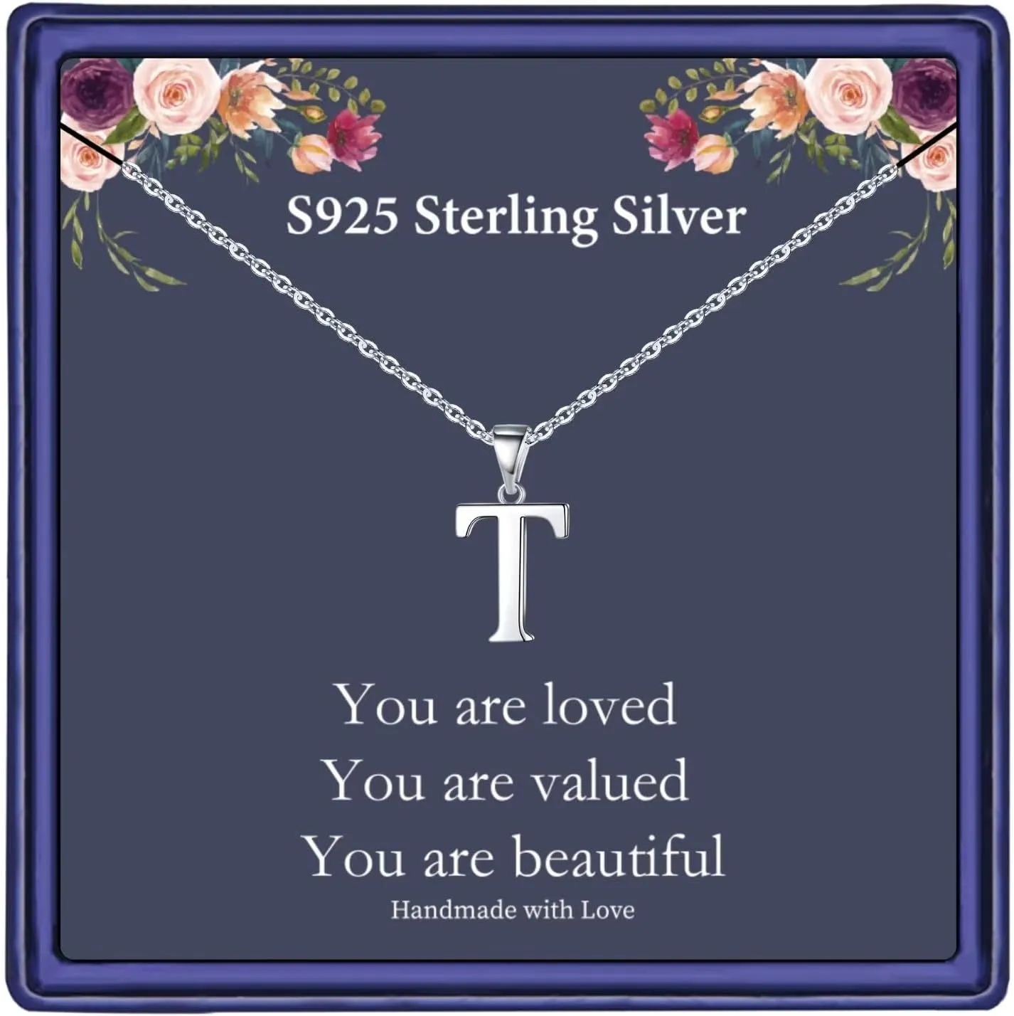 Hidepoo S925 Sterling Silver Initial Necklaces for Girls Women, Dainty Sterling Silver Initial Necklace for Women Girls Jewelry Birthday Gifts for Women Girls