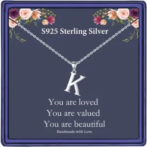 Hidepoo S925 Sterling Silver Initial Necklaces for Girls Women, Dainty Sterling Silver Initial Necklace for Women Girls Jewelry Birthday Gifts for Women Girls