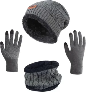 HINDAWI Winter Hat Scarf Gloves Slouchy Beanie Snow Knit Skull Cap Touch Screen Mittens Circle Scarves for Women Men