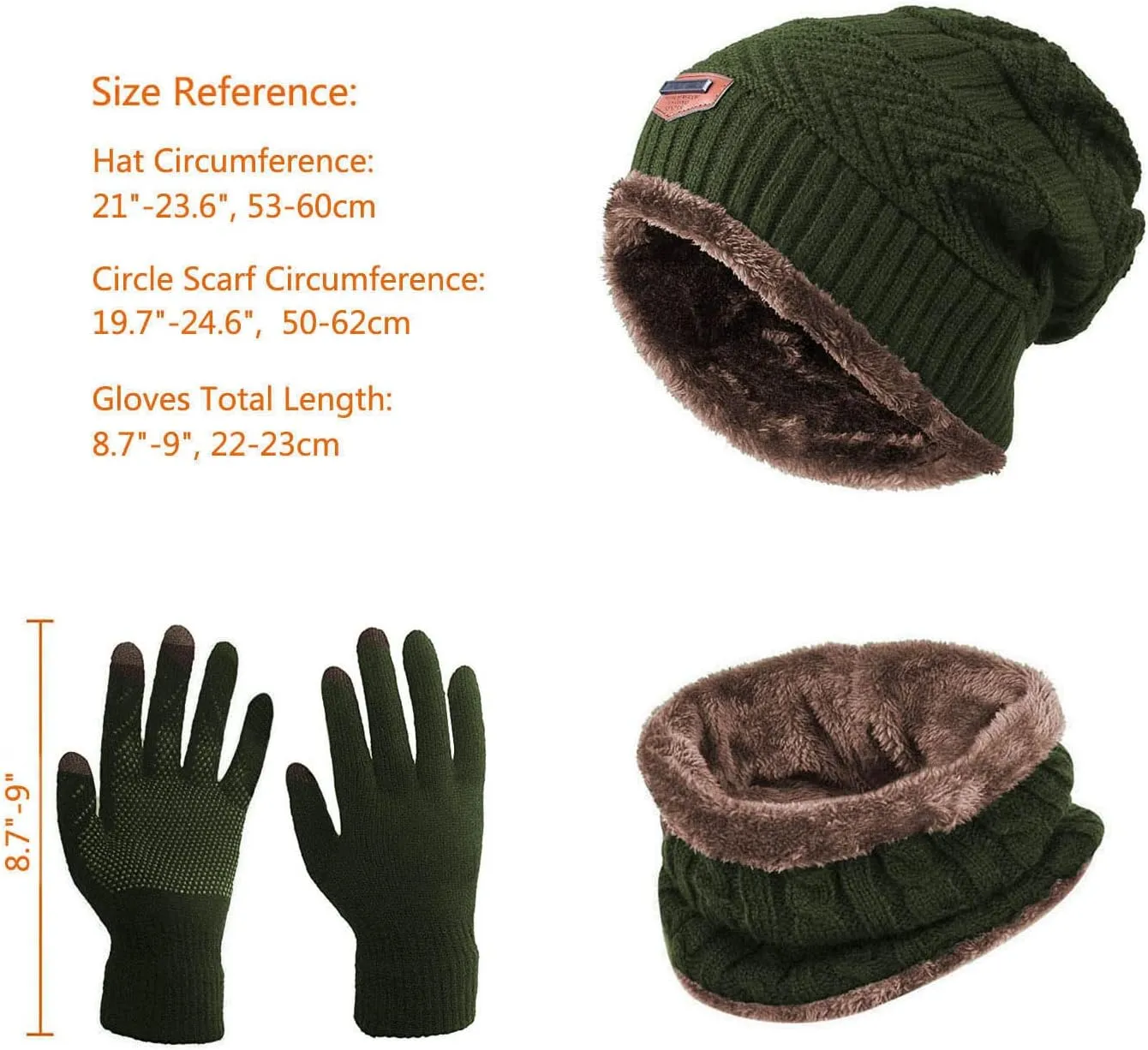HINDAWI Winter Hat Scarf Gloves Slouchy Beanie Snow Knit Skull Cap Touch Screen Mittens Circle Scarves for Women Men