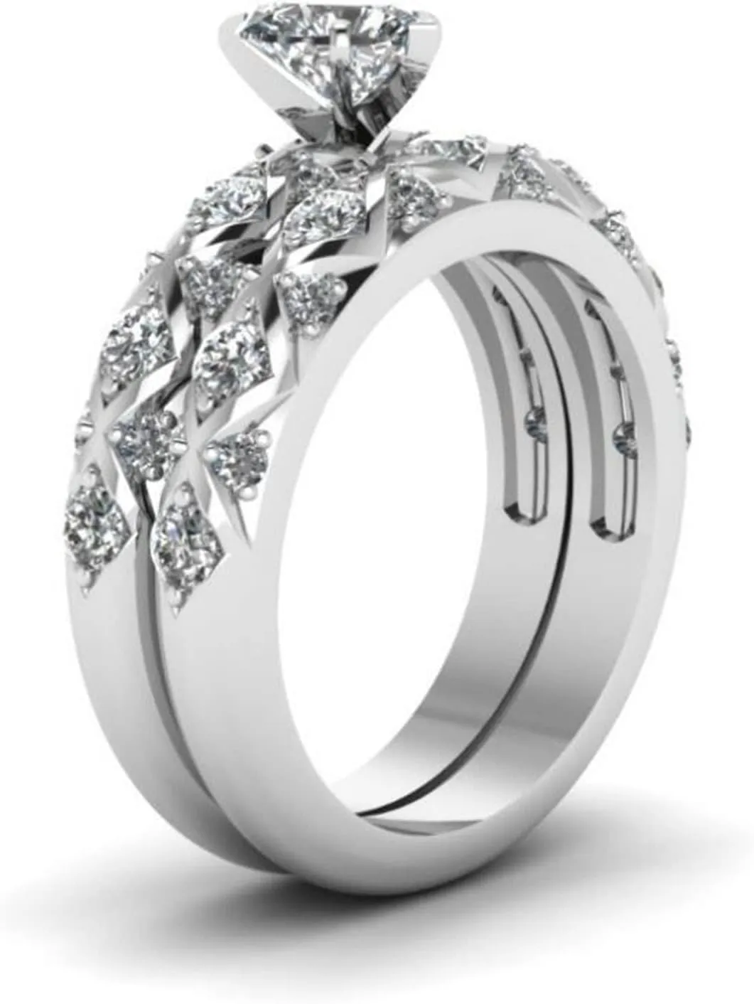 His Hers Couples Rings,Women's 2pc Gold Plated CZ Wedding Engagement Ring for Bridal Promise Ring For Women