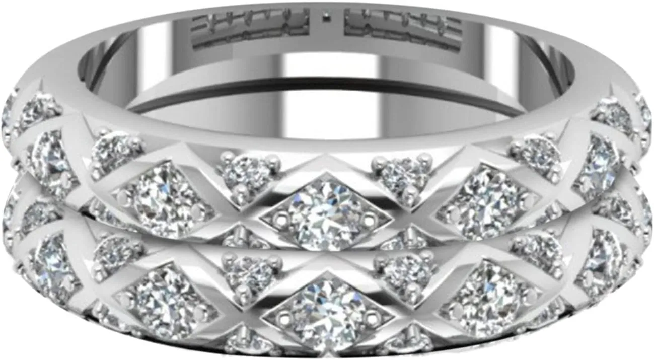 His Hers Couples Rings,Women's 2pc Gold Plated CZ Wedding Engagement Ring for Bridal Promise Ring For Women