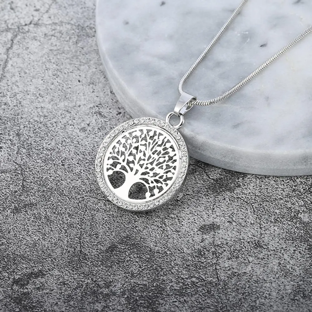 Hollow Out Tree of Life Studded Necklace